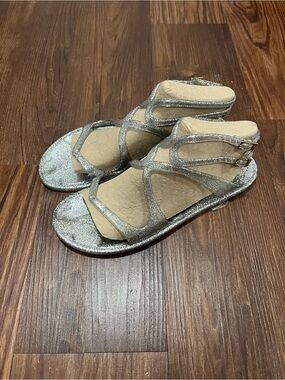 JIMMY CHOO Lance Jelly Gladiator Silver Sparkle
Double Strap Sandals EU 40 US9.5